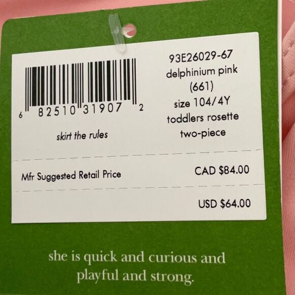 KATE SPADE NWT TODDLERS 4Y ROSETTE TWO PIECE SWIM SUIT DELPHINIUM PINK - Picture 6 of 7